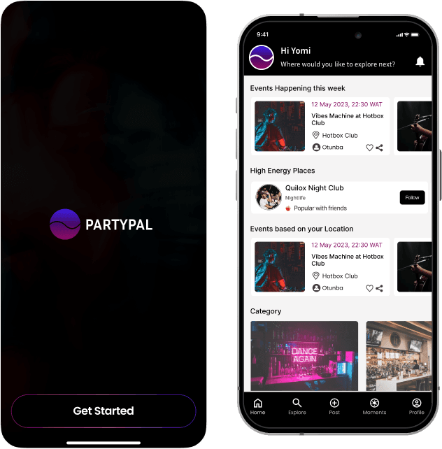 PartyPal app screens